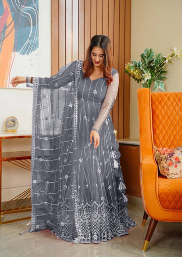 Aika Flared Net Women's Semi Stitched Ethnic Gown
