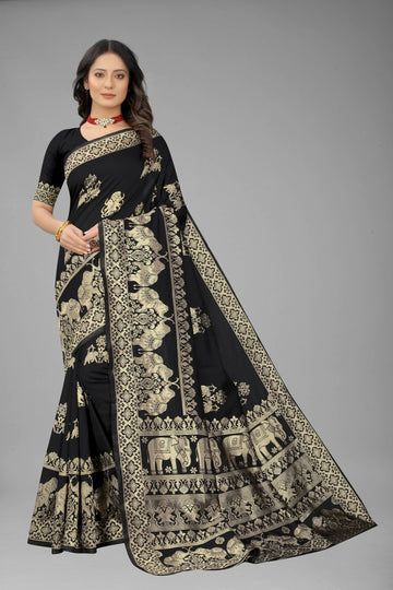 NENCY FASHION - Banarasi Silk Saree With Blouse Piece