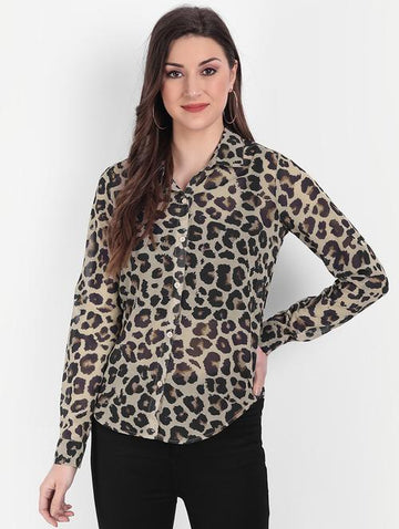 women printed regular fit long sleeve shirt