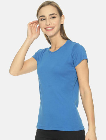 blue cotton blend regular tshirt
