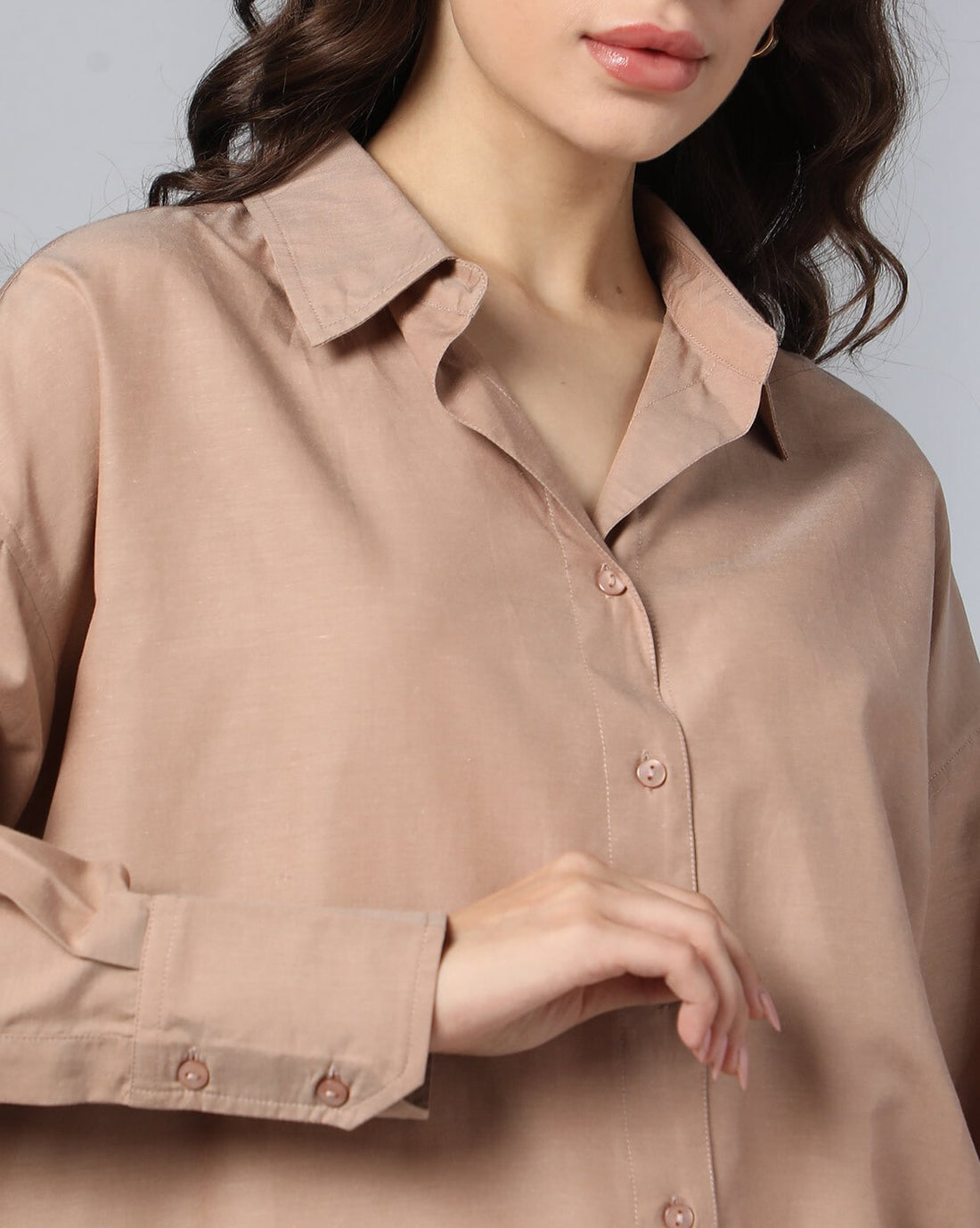 Women Oversized Shirt with Drop-Shoulder Sleeves