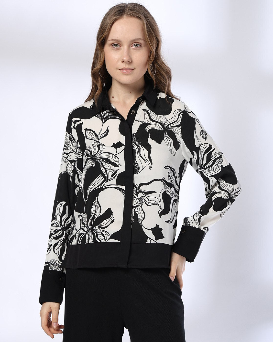 Women Floral Print Relaxed Fit High-Low Shirt