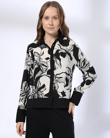 Women Floral Print Relaxed Fit High-Low Shirt