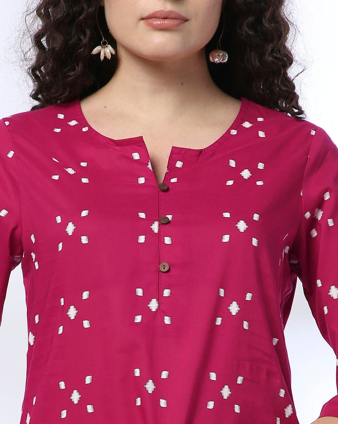 Women Geometric Print Cotton Straight Kurta