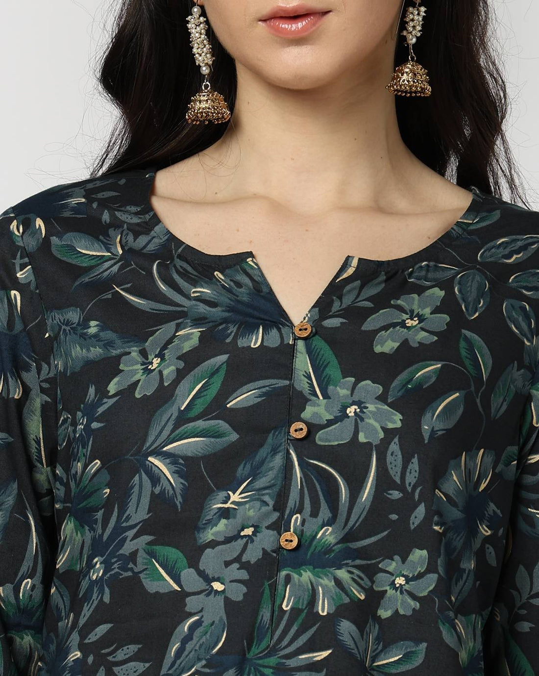 Women Floral Print Cotton Straight Kurta