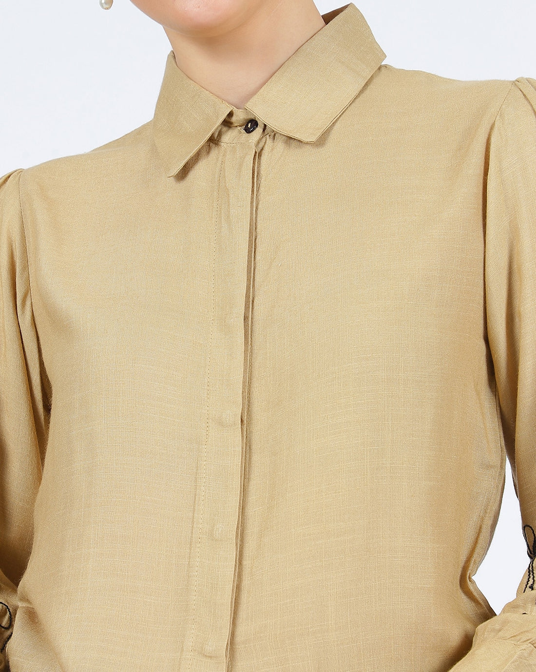 Shein Spread Collar Full Cuffed Sleeve Shirt