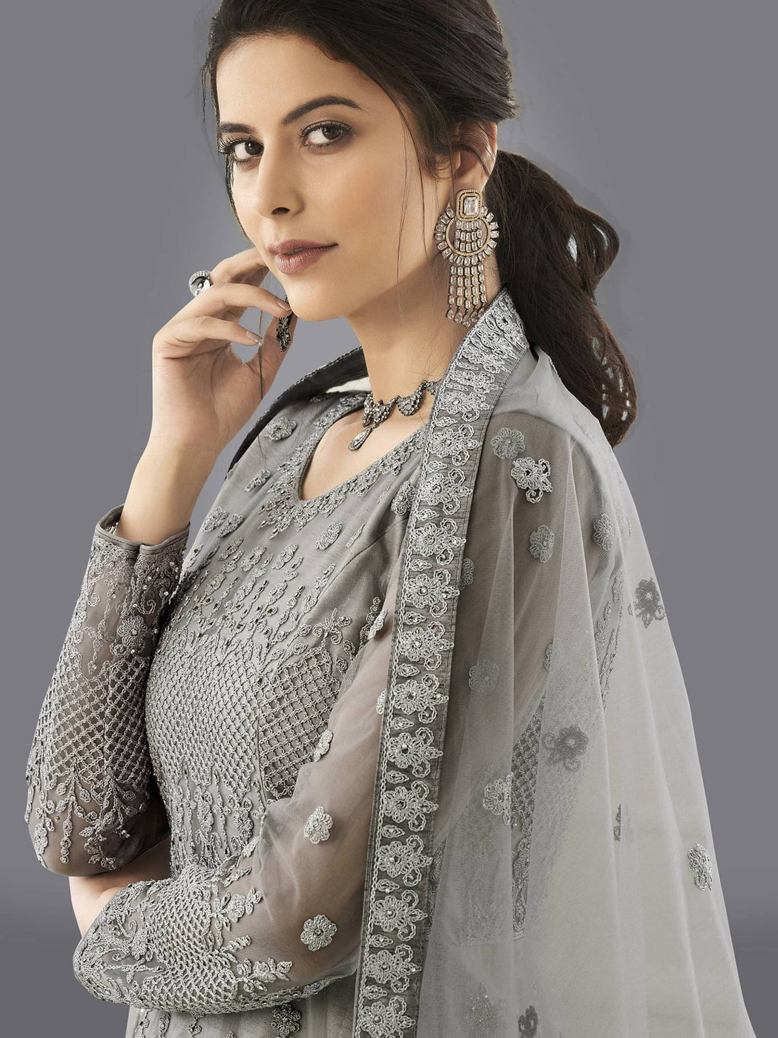 A TO Z CART Flared Net Women's Semi Stitched Ethnic Gown