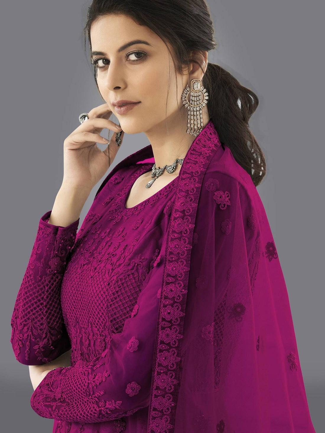 A TO Z CART Flared Net Women's Semi Stitched Ethnic Gown