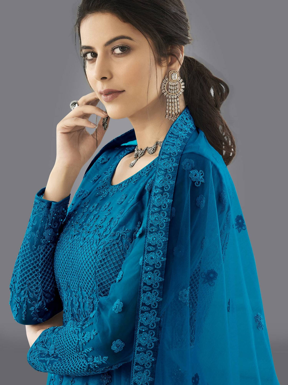 A TO Z CART Flared Net Women's Semi Stitched Ethnic Gown