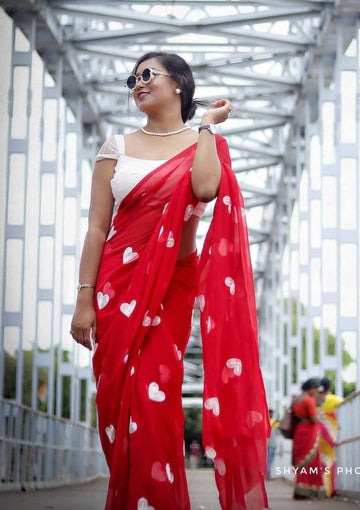 ANAND SAREES Chiffon Embroidered Saree With Blouse Piece