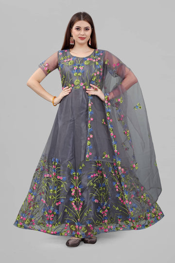 Aika - Anarkali Net Women's Semi Stitched Ethnic Gown