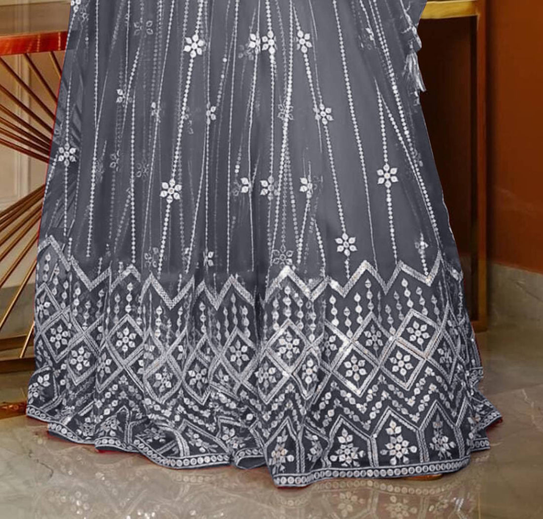 Aika Flared Net Women's Semi Stitched Ethnic Gown