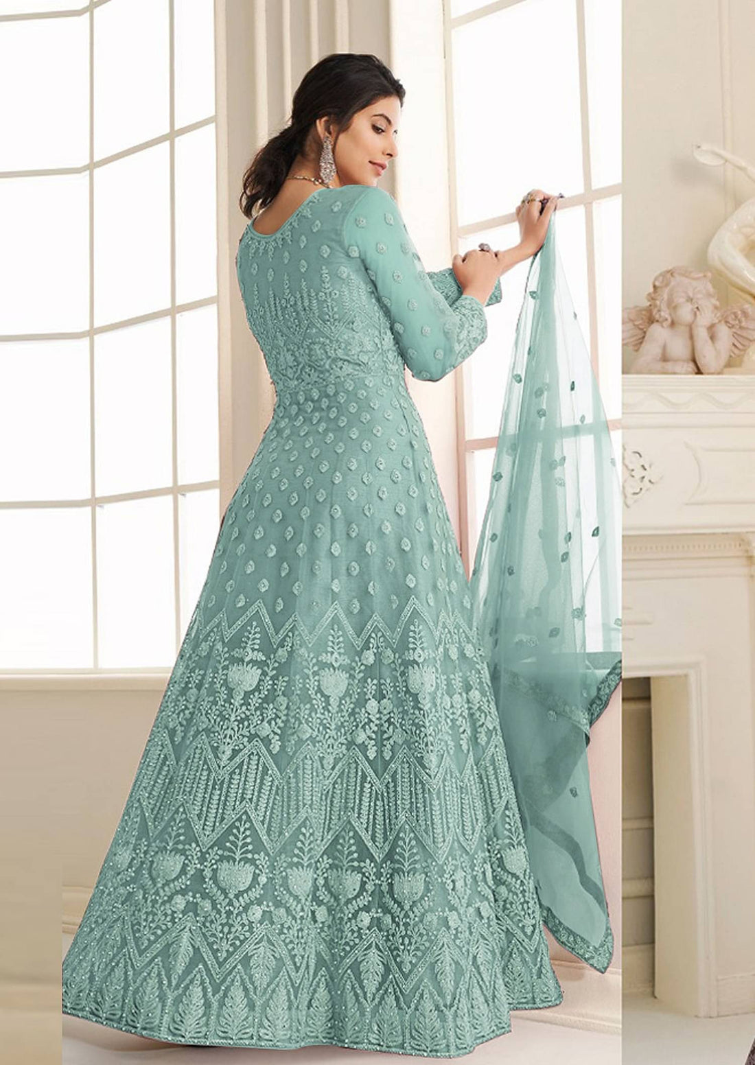Aika Flared Net Women's Semi Stitched Ethnic Gown