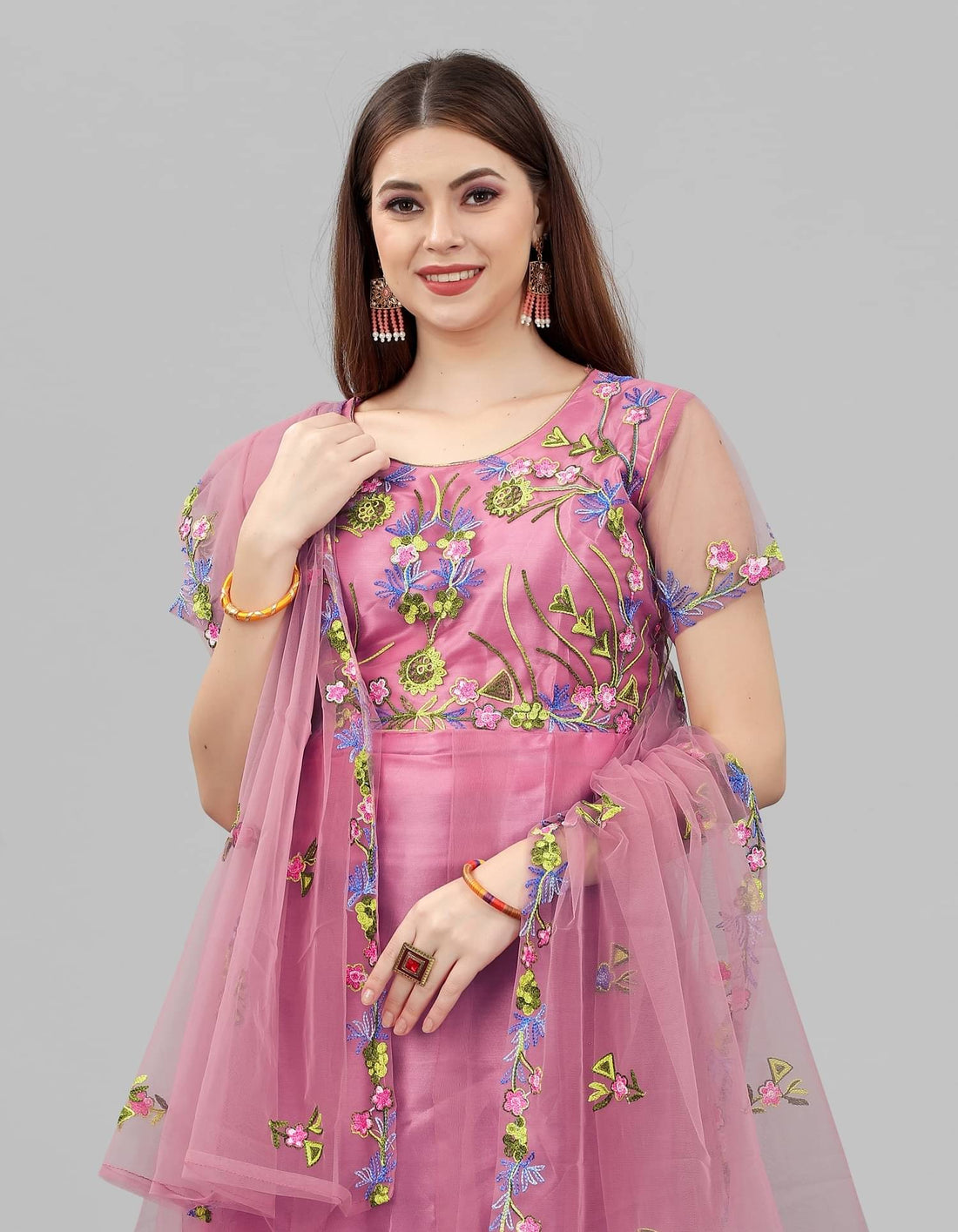 Aika - Anarkali Net Women's Semi Stitched Ethnic Gown