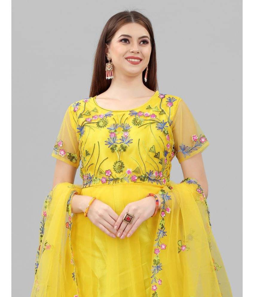 Aika - Anarkali Net Women's Semi Stitched Ethnic Gown