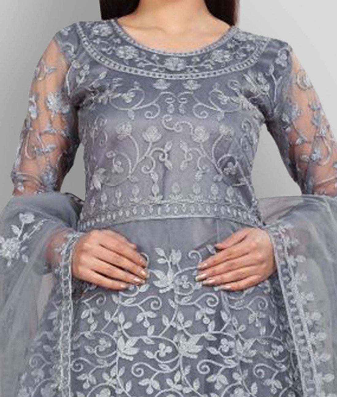 Apnisha - Flared Net Women's Stitched Ethnic Gown