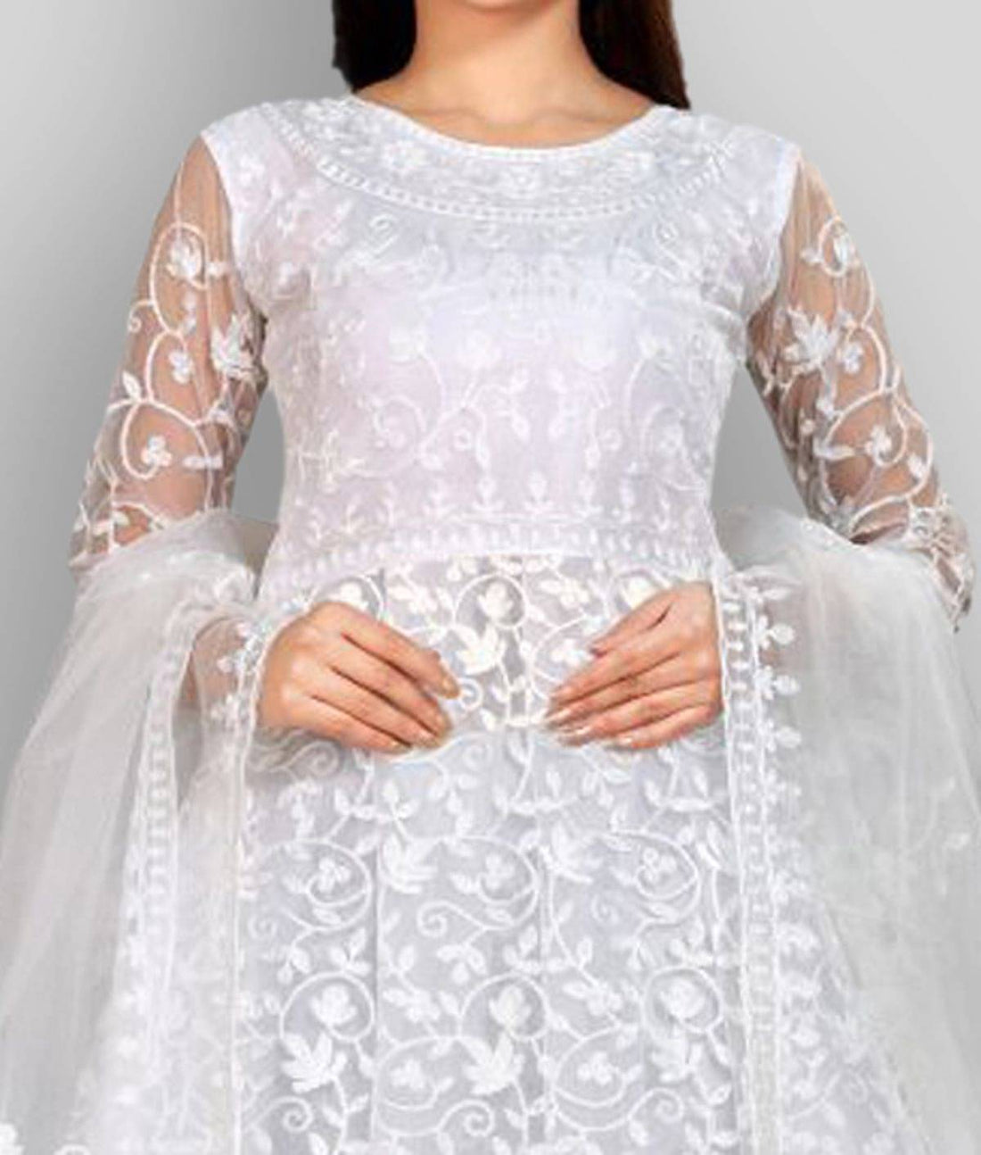 Apnisha - Flared Net Women's Stitched Ethnic Gown