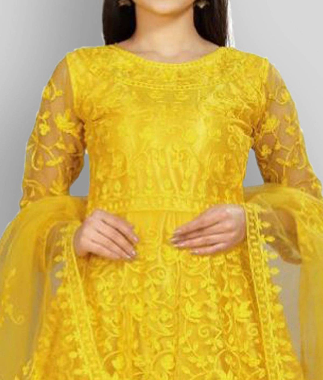 Apnisha - Flared Net Women's Stitched Ethnic Gown