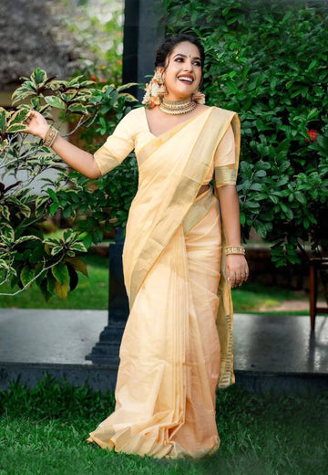 Magneitta Cotton Solid Saree With Blouse Piece