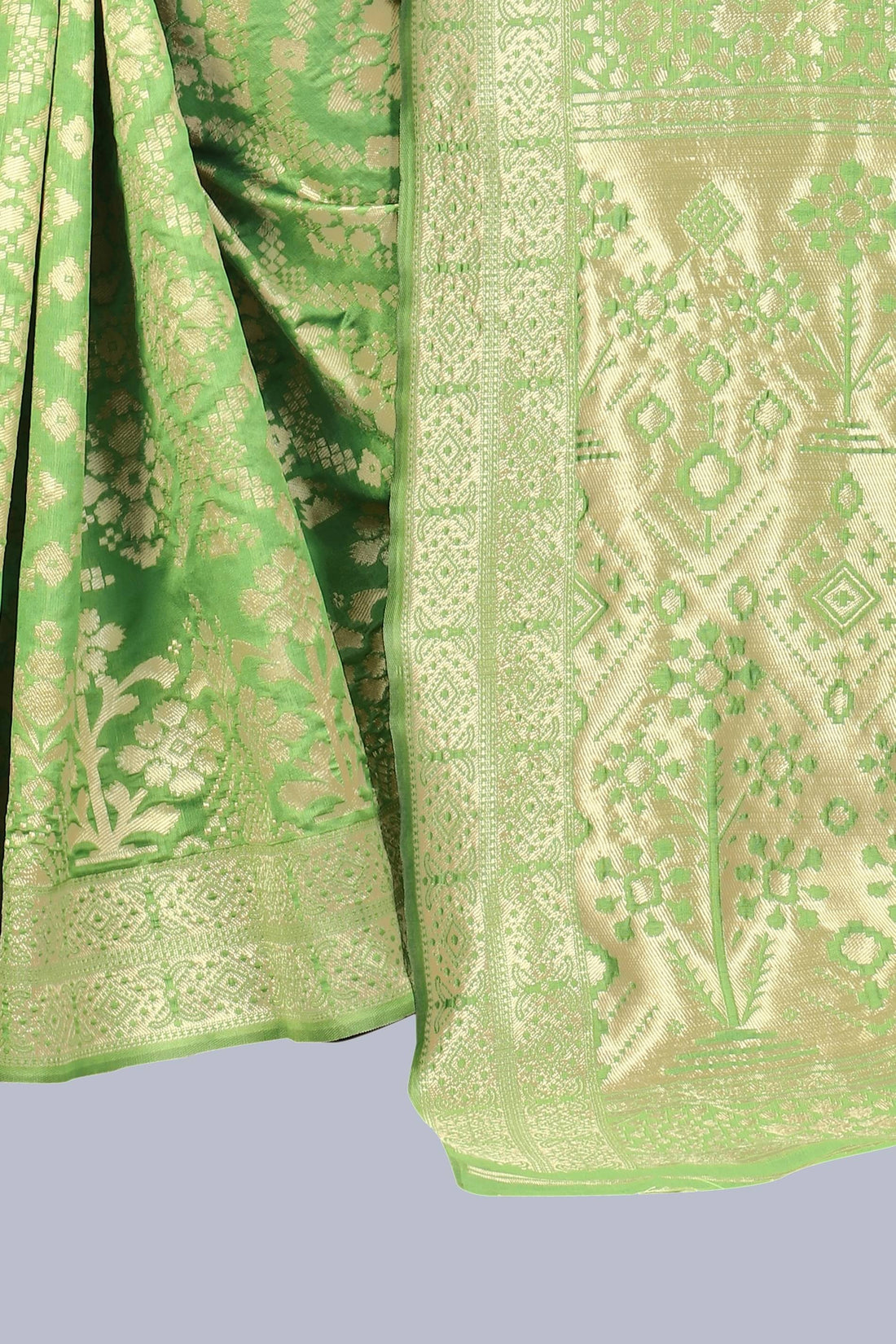NENCY FASHION - Light Green Banarasi Silk Saree With Blouse Piece