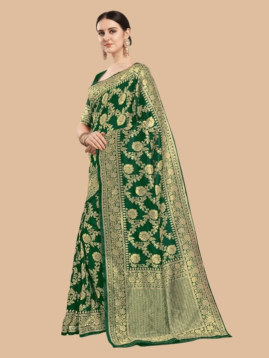 Woven Design Silk Blend Banarasi Saree