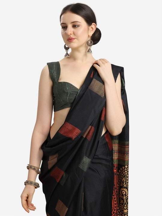 Ethnic Motifs Fusion Saree