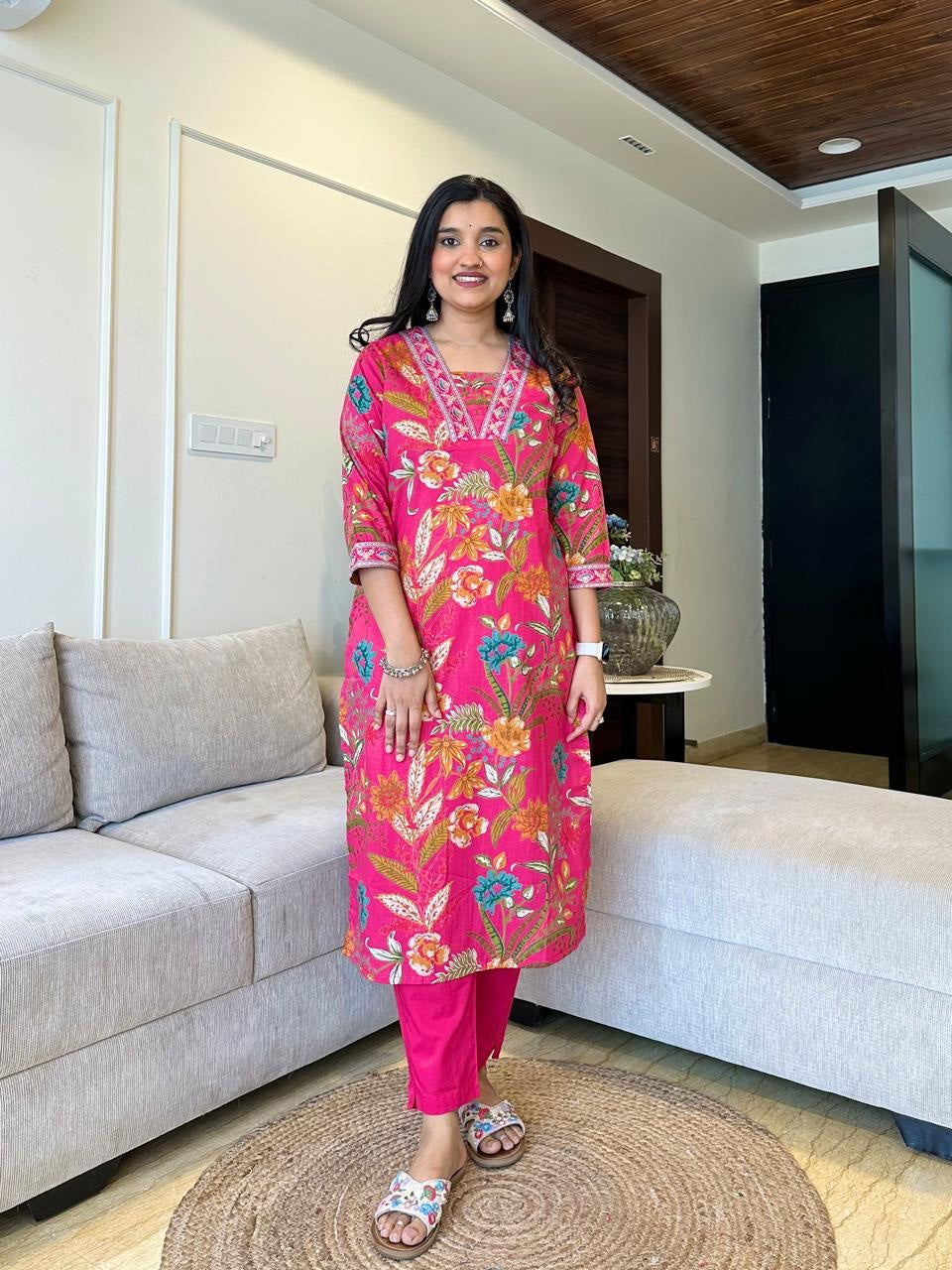 Shri Ram Women's Mustard color Rayon Blend Straight Kurta Set
