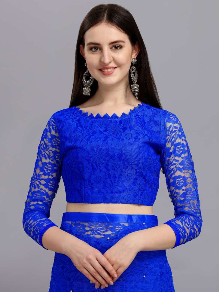 Self Design, Woven, Plain Fashion Net Saree (Blue)