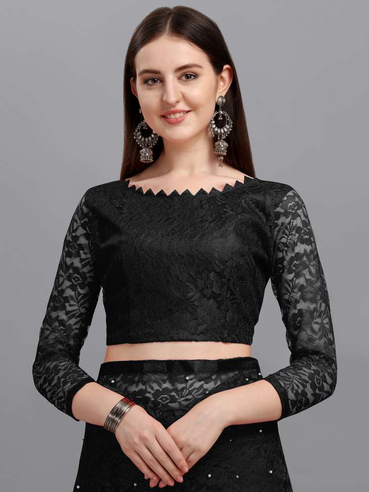 Self Design, Woven, Plain Fashion Net Saree (Black)