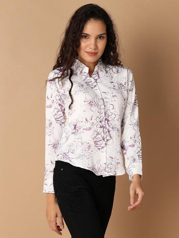 women white polyester regular shirt