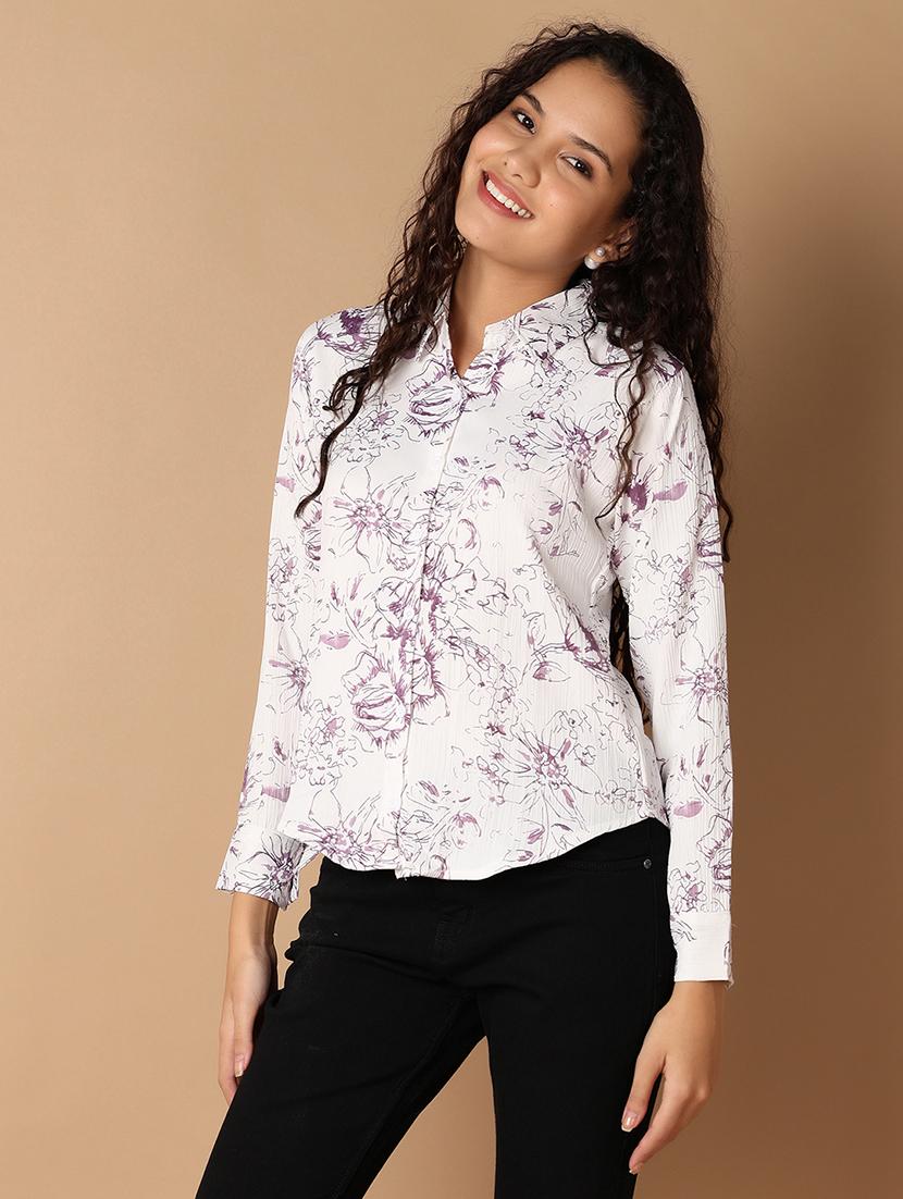 women white polyester regular shirt